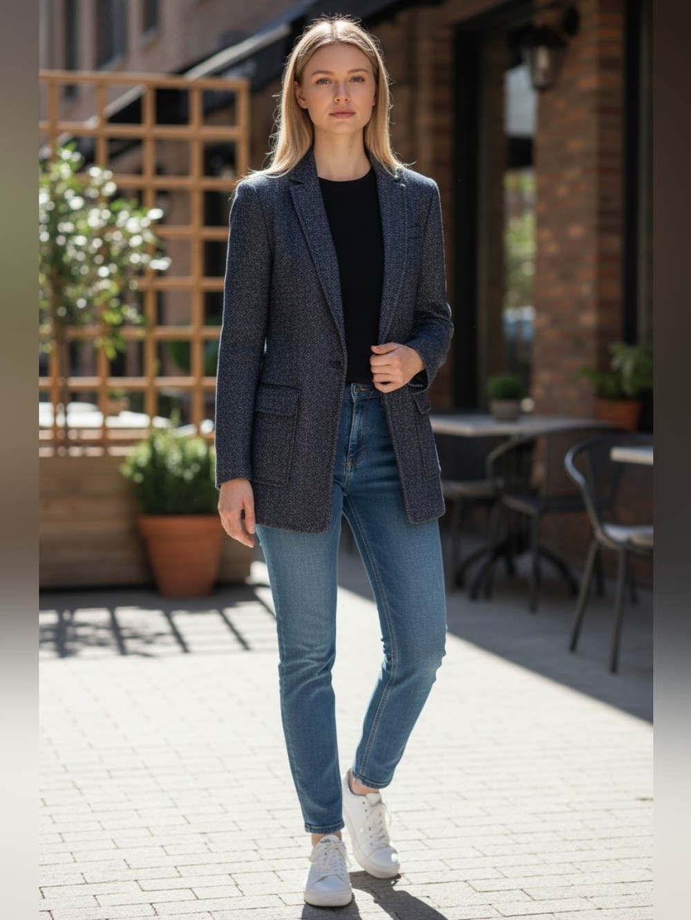 Banana Republic‎ Wool Casual Blue Blazer Jacket 2 Petite Preowned